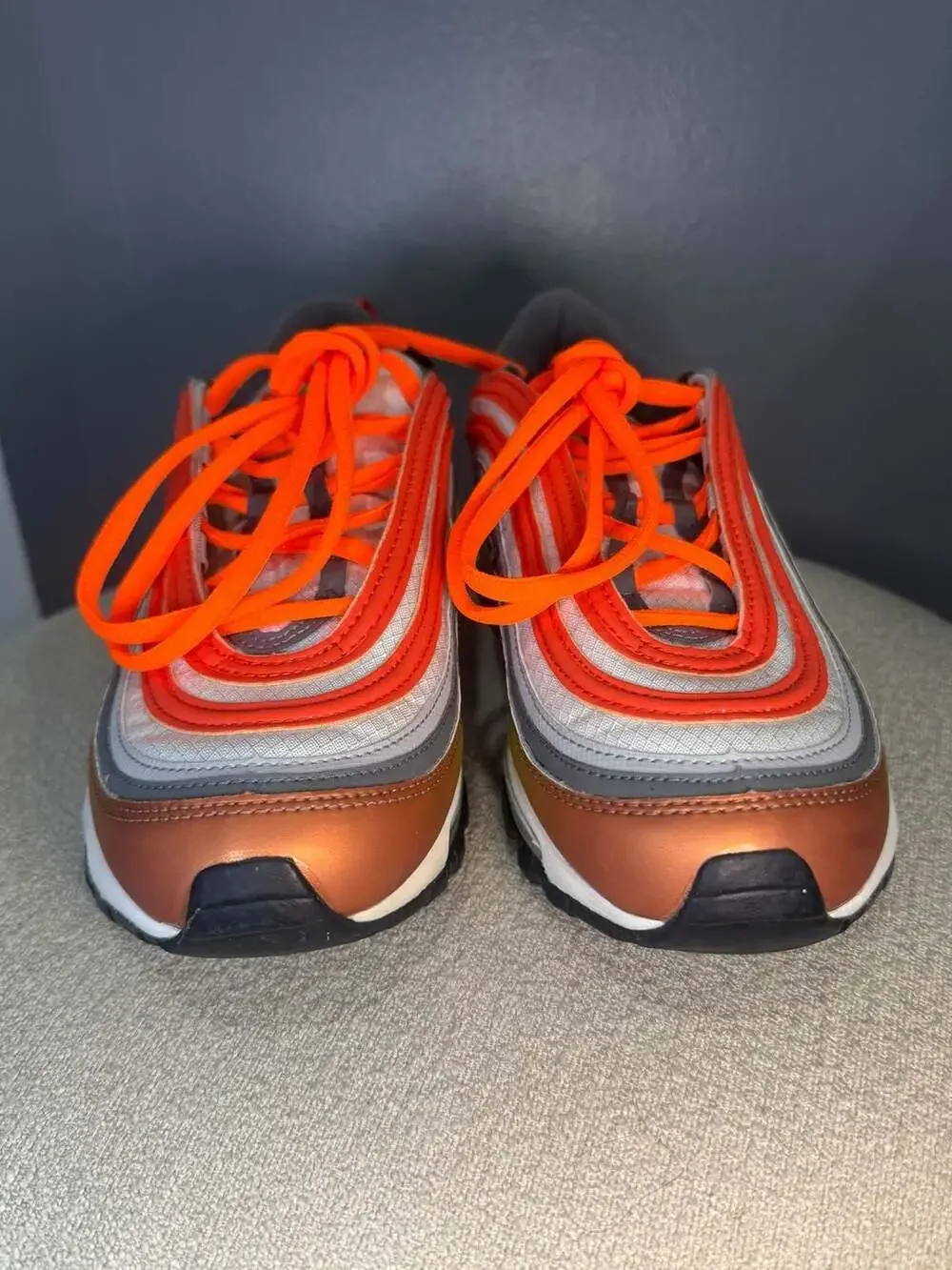 Nike Air Max 97 SE GS Metallic Red Bronze Team Orange Running Shoes